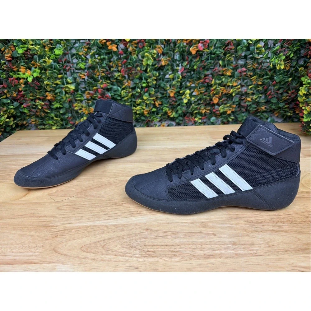 Adidas HVC 2 Wrestling Shoes‎ Boxing MMA Ankle Strap AQ3325 Black Men's 7.5